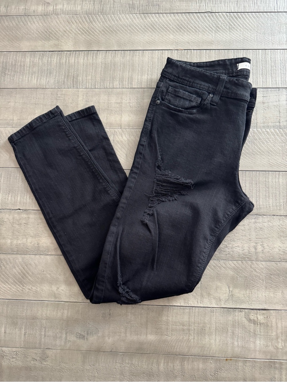 eunina Black Distressed Maxwell Low Rise Skinny Jeans